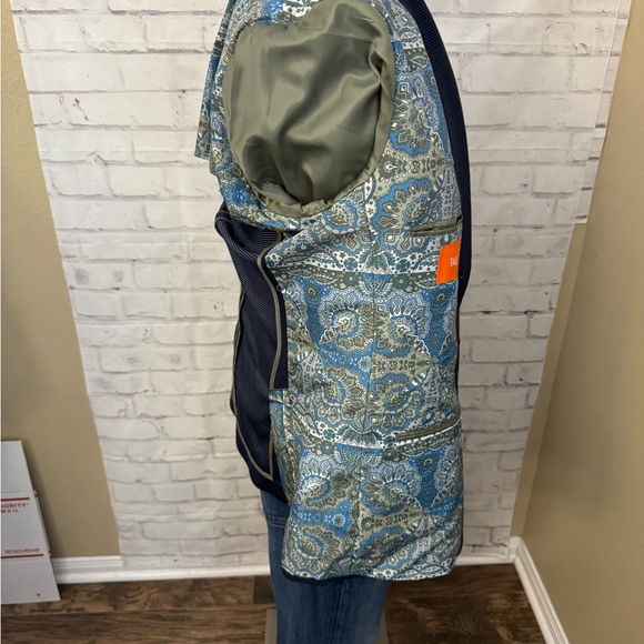 Tallia 42R Mason Fit For Lord & Taylor Unstructured Blazer Jacket Polka Dot Blue - Picture 6 of 11